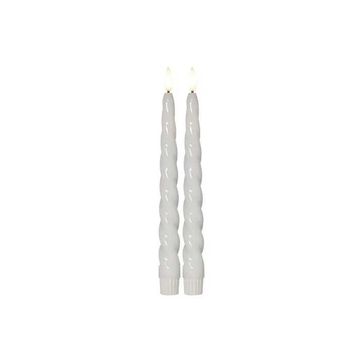 Star Trading Set de bougies LED sur tige Flamme Shine, 24.5 cm, blanc