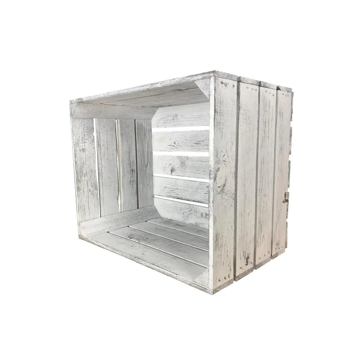 Holz Zollhaus Caisse au bois Vintage Shabby White 40 x 50 cm