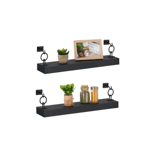 relaxdays Étagère murale Lot de 2 13 cm, Noir