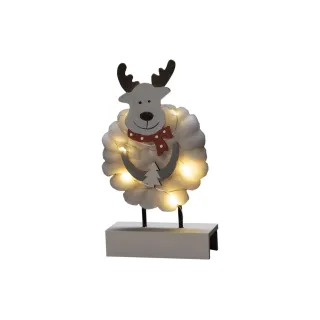 Konstsmide Figurine LED Élan, bois & coton, 6 LED