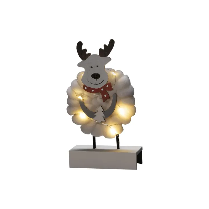 Konstsmide Figurine LED Élan, bois & coton, 6 LED