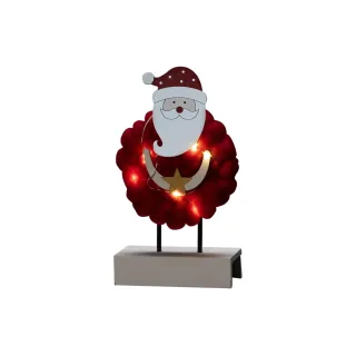 Konstsmide Figurine LED Père Noël, bois & coton, 6 LED