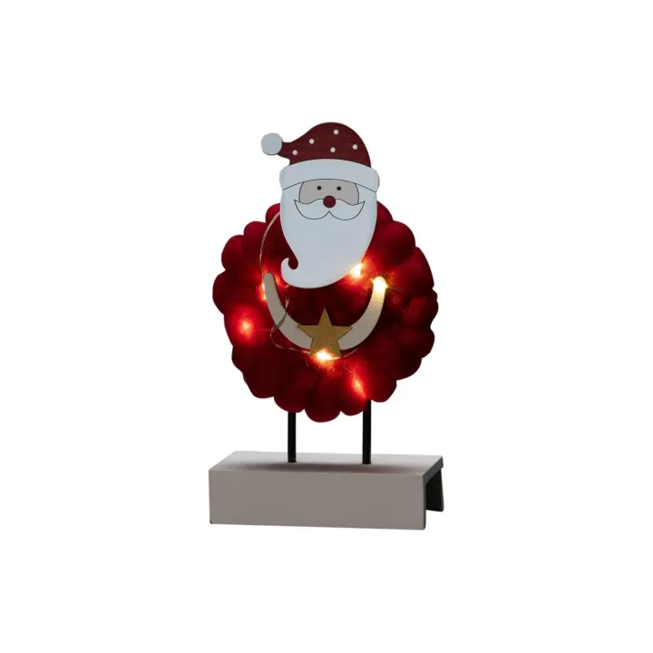 Konstsmide Figurine LED Père Noël, bois & coton, 6 LED