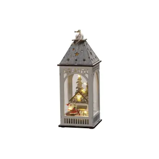 Konstsmide Lanterne en bois LED Maison, 11 x 11 x 29 cm, blanc