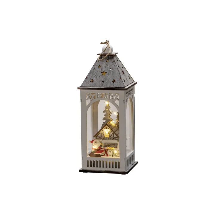 Konstsmide Lanterne en bois LED Maison, 11 x 11 x 29 cm, blanc