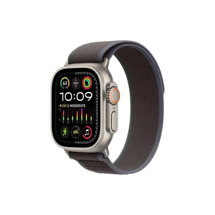 Apple Watch Ultra 2 Natural Titanium Trail Loop bleu-noir M-L