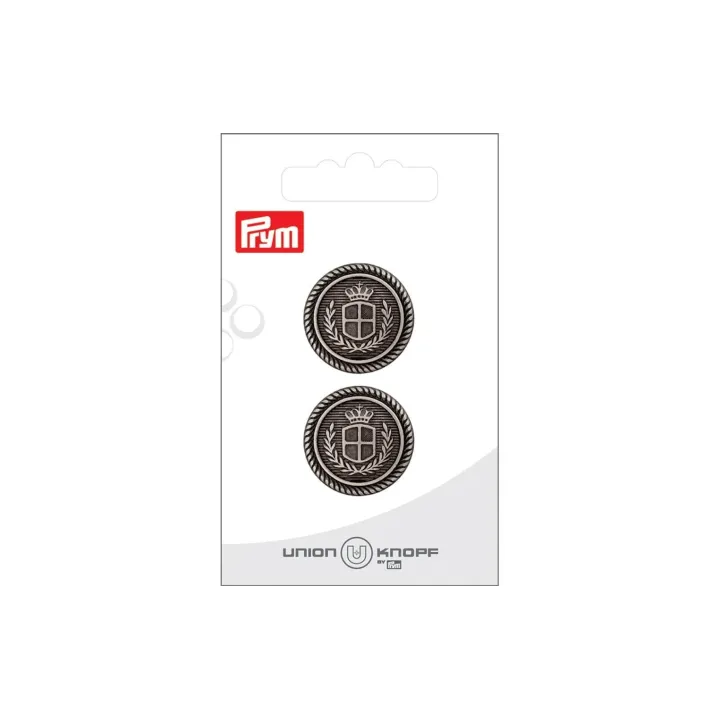 Prym Boutons Métal 23 mm, 2 pièces, vieil argent