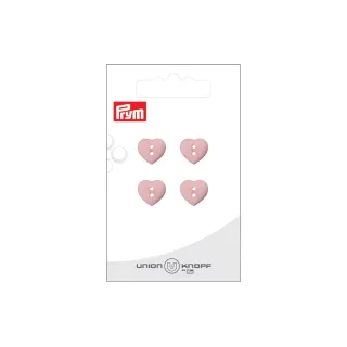 Prym Union Knopf Boutons Cœur 12 mm, 4 pièces, Rose