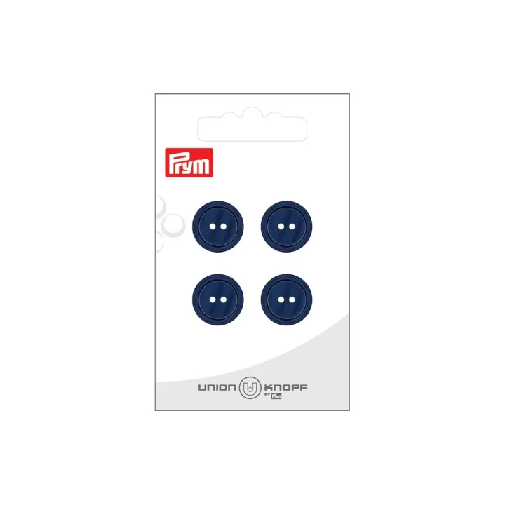 Prym Union Knopf Boutons Polyester 15 mm, 4 pièces, Bleu marine