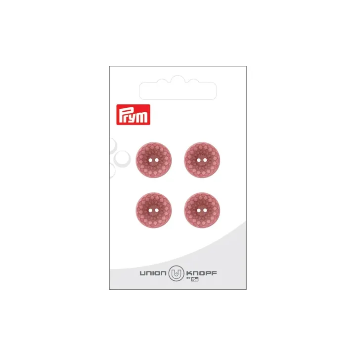 Prym Union Knopf Boutons Polyester 15 mm, 4 pièces, Rose