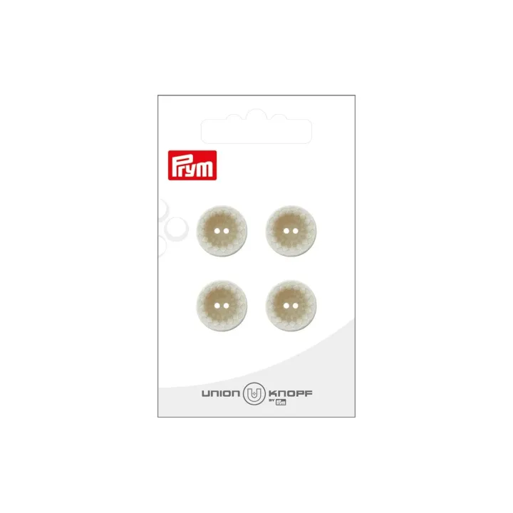 Prym Union Knopf Boutons Polyester 15 mm, 4 pièces, crème