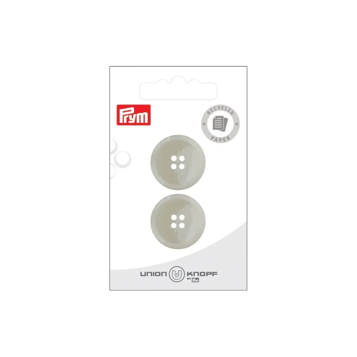 Prym Union Knopf Boutons papier-polyester 23 mm, 2 pièces, Crème