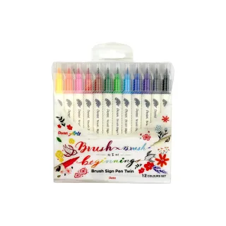 pentel Feutres de coloriage Brush Sign Pen Twin 12 couleurs