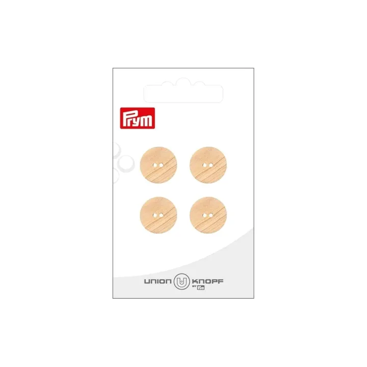 Prym Union Knopf Boutons 2 trous 15 mm, 4 pièces, Beige