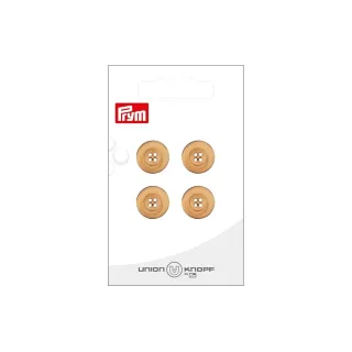 Prym Union Knopf Boutons 4 trous 15 mm, 4 pièces, Beige