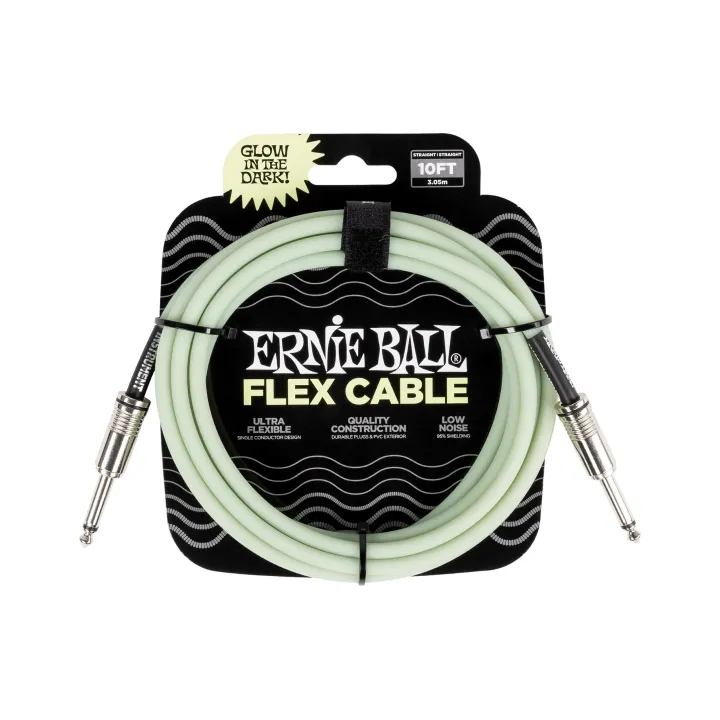 Ernie Ball Câbles d’instruments Flex 6436 3.04 m, Glow in the Dark