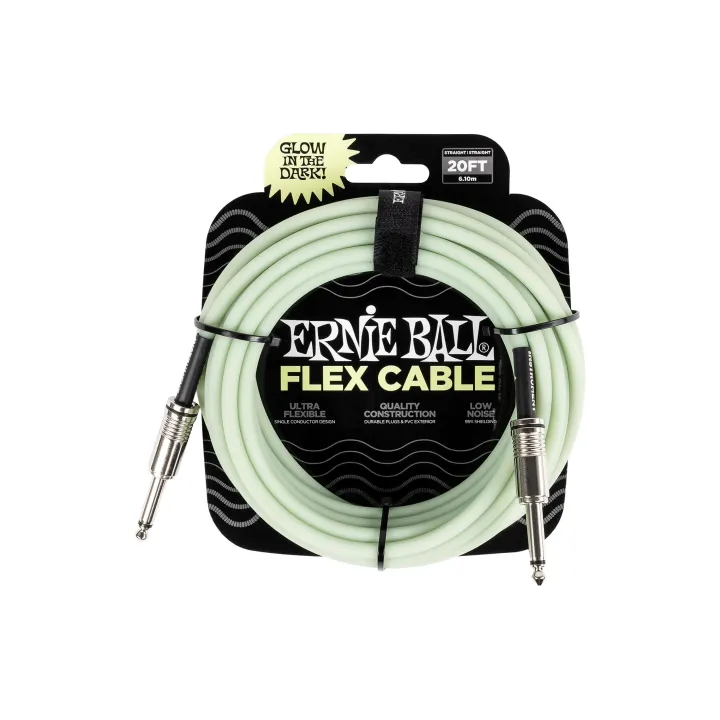 Ernie Ball Câbles d’instruments Flex 6437 6.09 m, Glow in the Dark