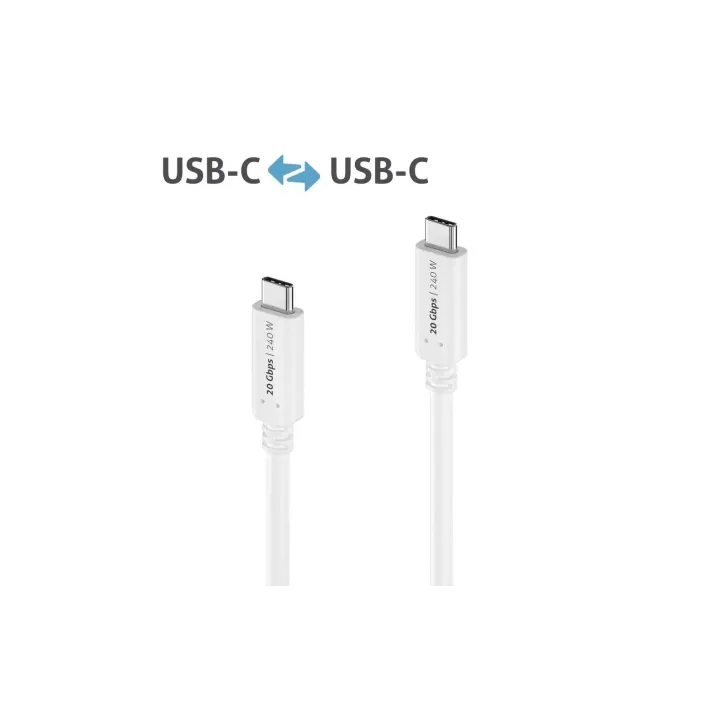 PureLink Câble USB4 20Gbps, 240W USB C - USB C 1.5 m, Blanc