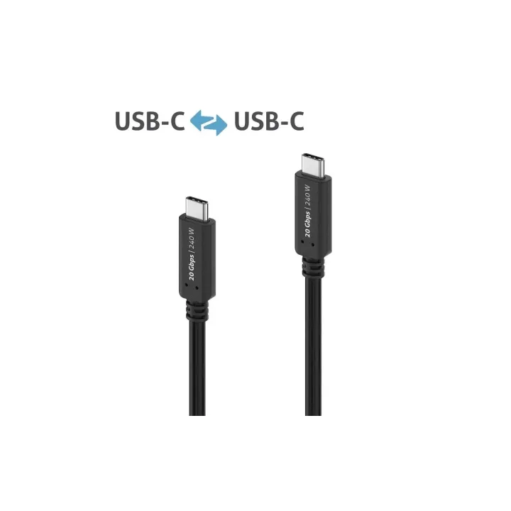 PureLink Câble USB4 20Gbps, 240W USB C - USB C 0.5 m, Noir