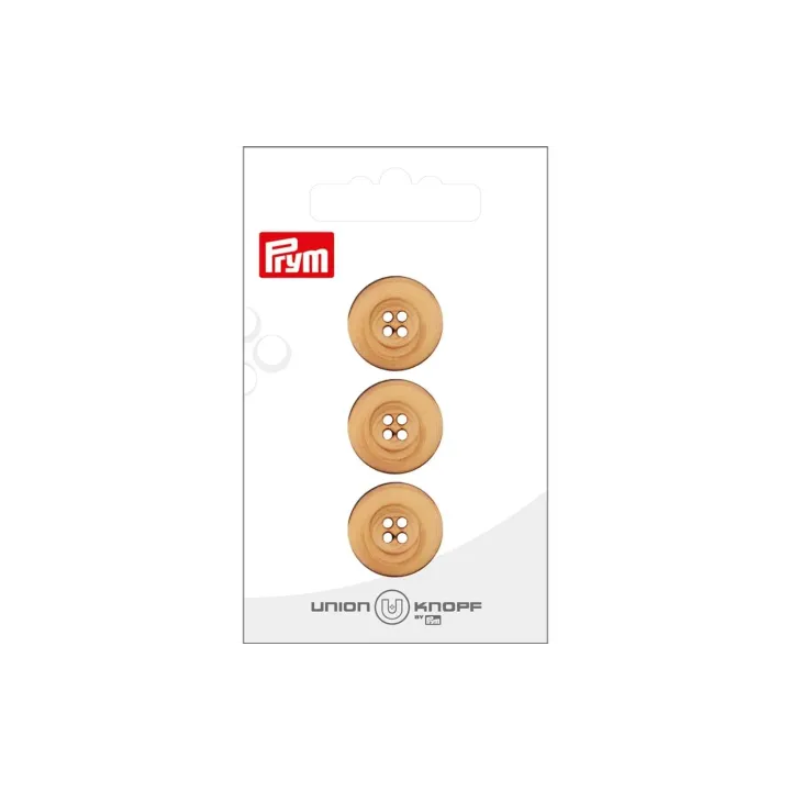 Prym Union Knopf Boutons 4 trous 18 mm, 3 pièces, Beige