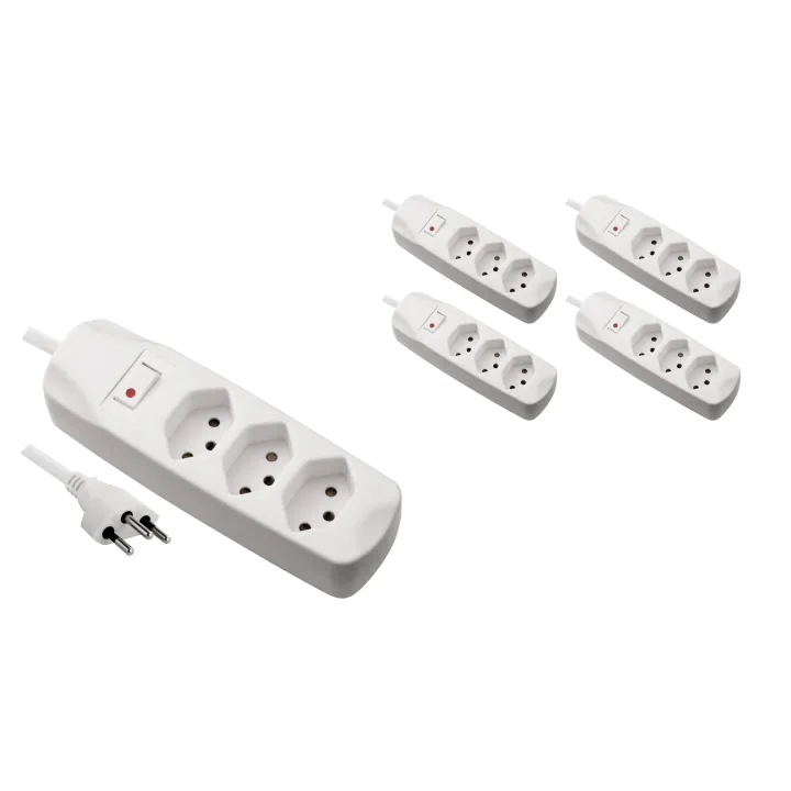 FURBER.power Bloc multiprises 3x T13 avec interrupteur, 5 pièces, blanc