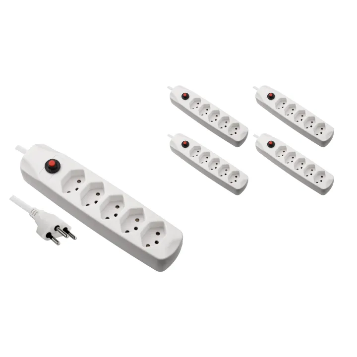 FURBER.power Bloc multiprises avec protection contre les surcharges 5x T13, 5 pièces, blanc