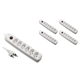 FURBER.power Bloc multiprises avec protection contre les surcharges 6x T13, 5 pièces, blanc