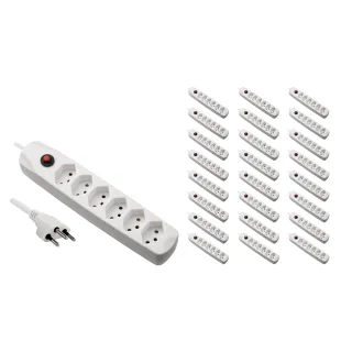 FURBER.power Bloc multiprises avec protection contre les surcharges 6x T13, 25 pièces, blanc