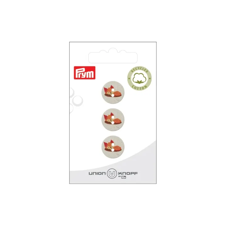 Prym Union Knopf Boutons Renard 15 mm, 3 pièces, Crème