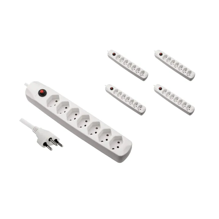 FURBER.power Bloc multiprises avec protection contre les surcharges 7x T13, 5 pièces, blanc