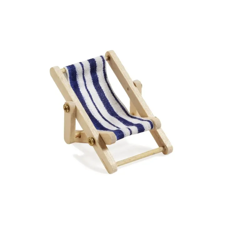 HobbyFun Mini-meubles Chaise longue 5 x 3.5 cm, bleu-blanc