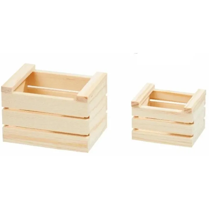 HobbyFun Mini ustensiles Set de caisses en bois 3.5 - 5 cm, naturel, 2 pièces