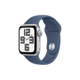 Apple Watch SE 2024 40 mm GPS Bande Sport en denim argenté S-M