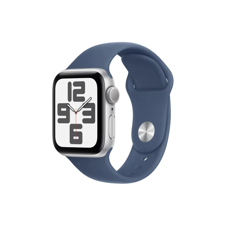 Apple Watch SE 2024 40 mm GPS Bande Sport en denim argenté S-M