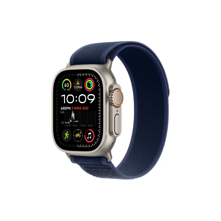 Apple Watch Ultra 2 Natural Titanium Trail Loop bleu M-L