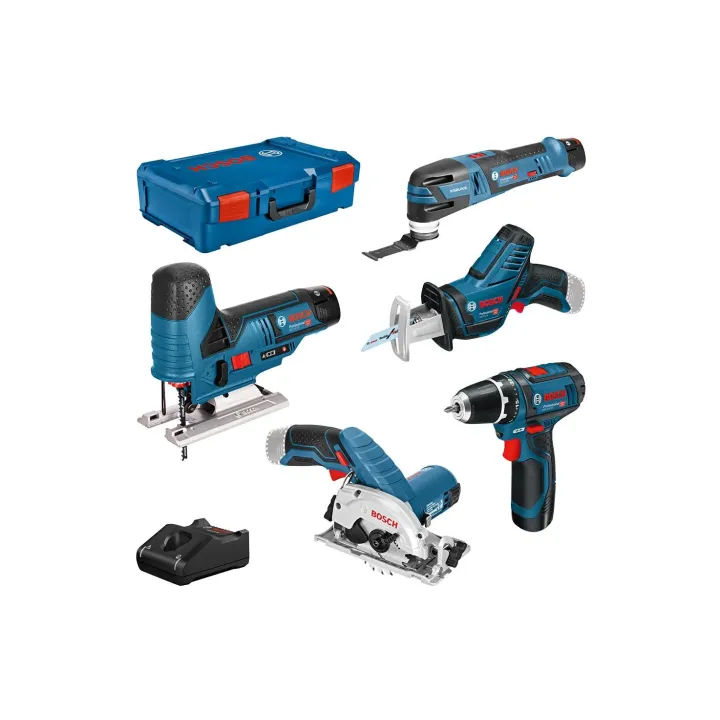 Bosch Professional Set di utensili per batteria 12V 5 tool KIT + GBA + GAL + XL-box