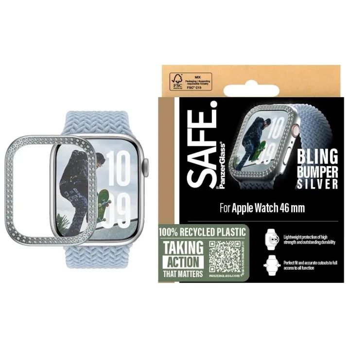 SAFE. Protection décran Bling Bumper Silver 46 mm