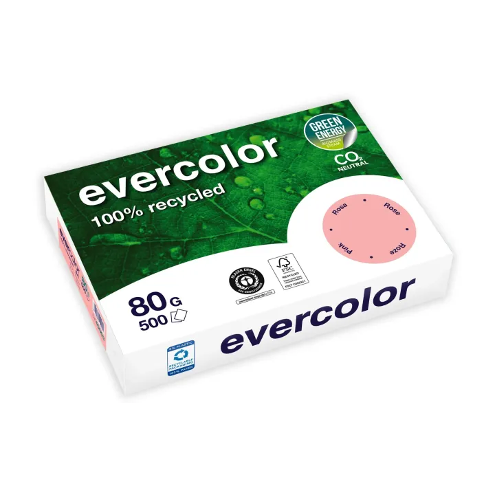 Clairefontaine Papier pour photocopie Evercolor A4, Rose, 80 g-m²,500 Blatt