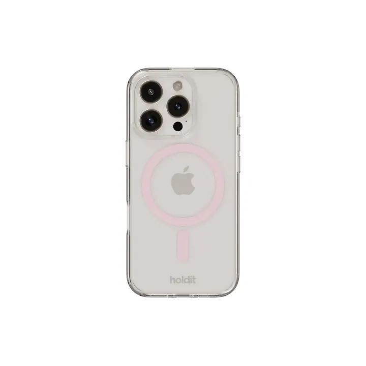 Holdit Coque arrière MagSafe iPhone 16 Pro Rose-Transparent