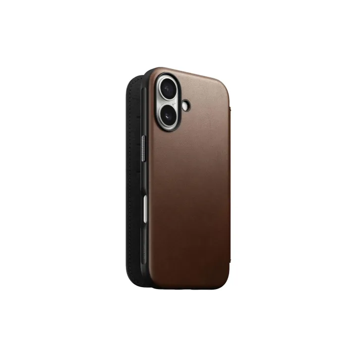 Nomad Book Cover Modern Leather iPhone 16 Brun