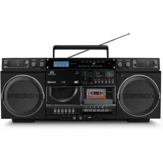 Medion Lecteur radio-CD LIFE P66538 Retro-Boombox Noir