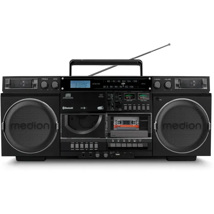 Medion Lecteur radio-CD LIFE P66538 Retro-Boombox Noir