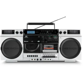 Medion Lecteur radio-CD LIFE P66538 Retro-Boombox Argenté