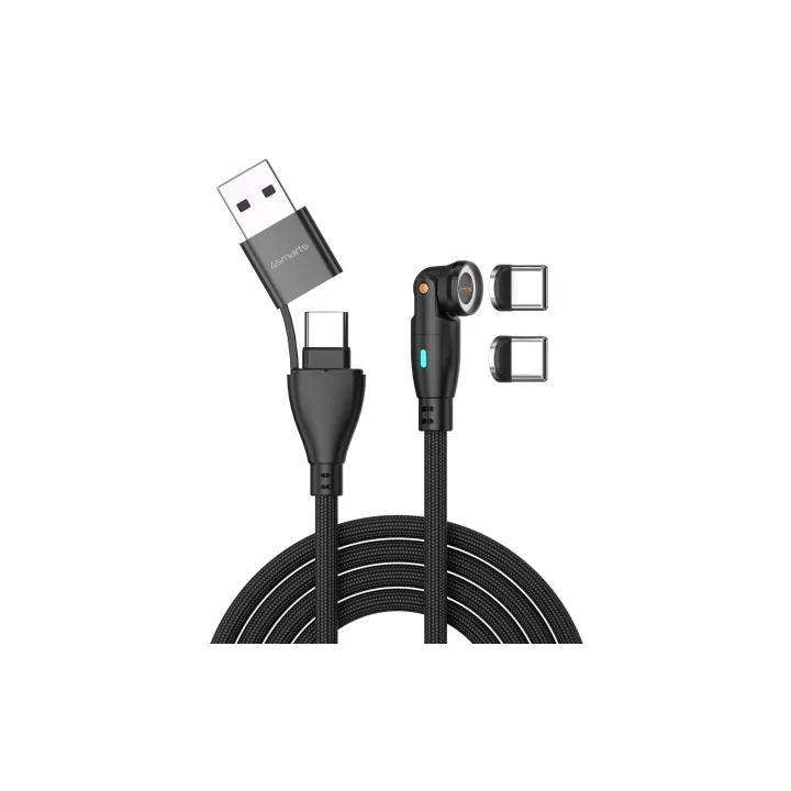 4smarts Câble USB C-A 540° Câble magnétique GravityCord 100W 1.8m noir