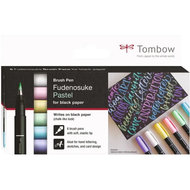 Tombow Brushpen Fudenosuke pastel Lot de 6